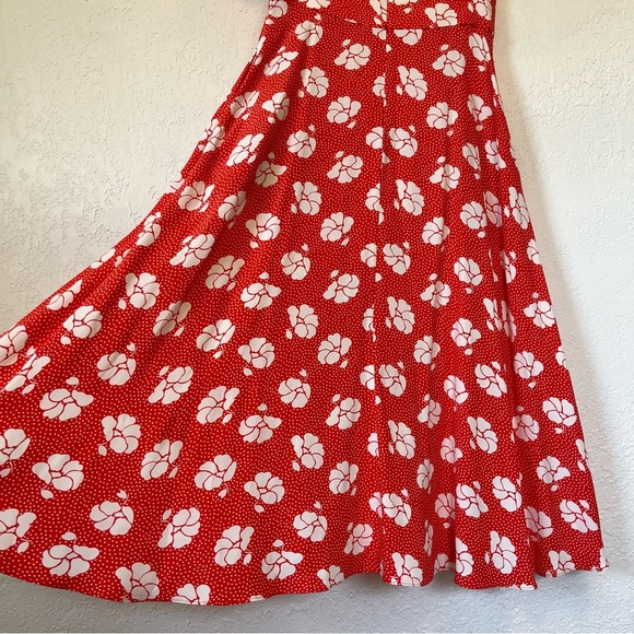 Boden Ruth Rosehip Primrose Floral Midi Dress Red Polka Dot 2R - Picture 12 of 15